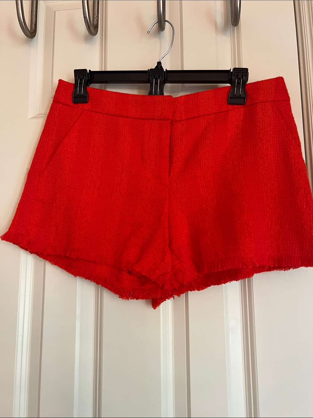 Trina Turk Women's Orange Red Tailored Frayed Hem Shorts